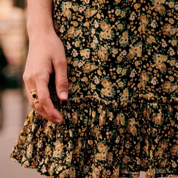 Sezane Black Floral Mini Dress - Picture 5 of 7